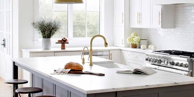 White Kitchen with dark wood