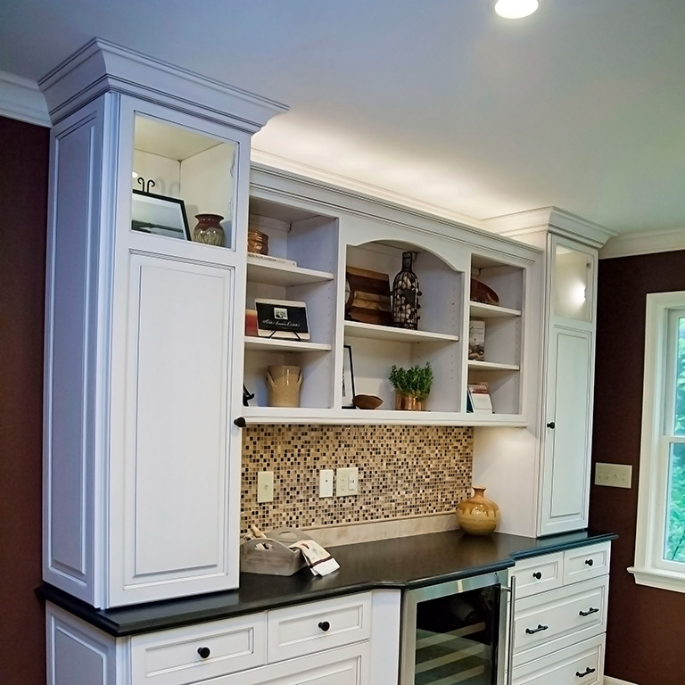 Kitchen Shelves and Wine Cooler